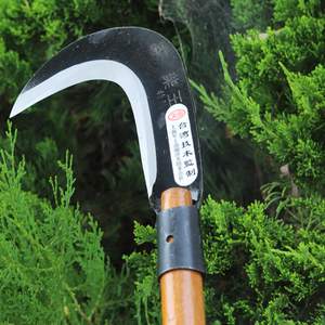 Faucille en forme de croissant en acier au manganèse à manche en bois, tondeuse à gazon agricole, couteau incurvé, civil et jardin - Product Image 5