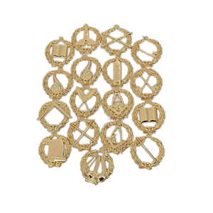 Insignes maçonniques personnalisables en bronze avec badges brodés à coudre et fixation par épingle de sûreté, motif carré - Product Image 1