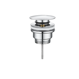 Válvula de desagüe click-clack de acero inoxidable cromada con varilla larga y rosca G1-1/4 para lavabos de sobreponer - Product Image 1