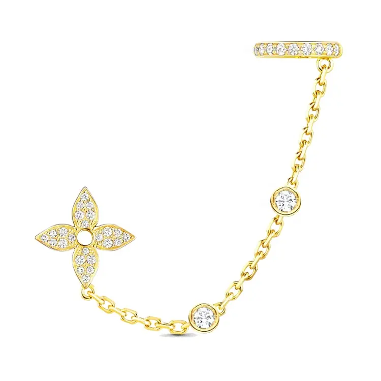 أقراط مشبك على شكل زهرة البرسيم الأعلى مبيعاً مجوهرات مخصصة من الزركون سلسلة إكسسوارات للنساء مبيع بالجملة