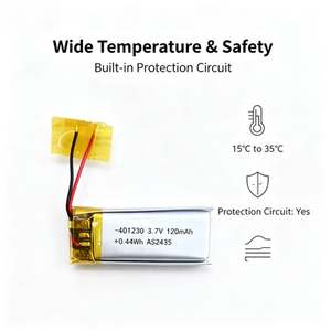 แบตเตอรี่ลิเธียมไอออนโพลิเมอร์ 3.7V 120mAh รุ่น 401230 แบบชาร์จได้ สำหรับอุปกรณ์อิเล็กทรอนิกส์สำหรับผู้บริโภคและของเล่น - Product Image 3
