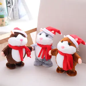 New Cute Walking & Talking Electric Christmas Hamster Stuffed Animal Plush Toys Christmas Gifts for Kids