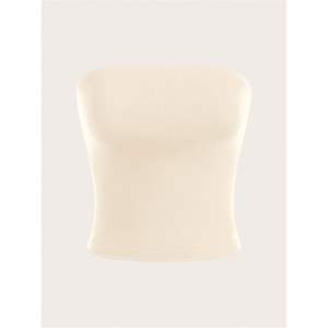 Haut court moulant sans bretelles pour femme, style bandeau, en jersey uni, taille naturelle - Product Image 2