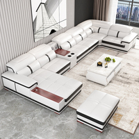 Ensemble de canapés en cuir blanc au design moderne en forme de U, meubles modulaires de luxe pour salon et salle de séjour