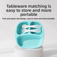 Vaisselle pour bébé à trois compartiments personnalisable, assiette et bol résistants aux chutes, emballage en boîte cadeau pour les repas des enfants, forme rectangulaire