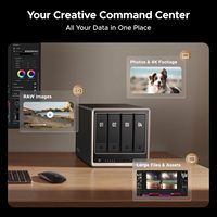 UGREEN NASync DXP4800 GT Plus, NAS de Escritorio de 4 Bahías, CPU AMD R2514, 8GB de RAM DDR4, 4K 60Hz, Ranuras M.2 NVMe de 10GbE, Almacenamiento Conectado a la Red