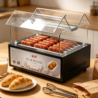Grille à hot-dogs professionnelle HD-9LSK-2 à 9 rouleaux, à couvercle rabattable, pour comptoir, machine à snacks pour les magasins de proximité