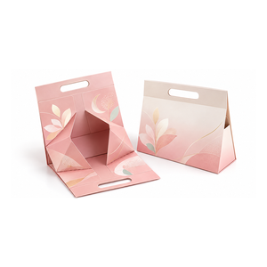 Sac cadeau pliable personnalisé en carton avec poignée découpée, emballage pliable en carton pour cosmétiques et cadeaux - Product Image 2