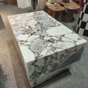 ชุดโต๊ะกาแฟหินอ่อนขนาดใหญ่ ตกแต่งบ้าน ห้องนั่งเล่น ดีไซน์พิเศษ ลายหินอ่อนโอเชียนสตอร์ม พร้อมฐานหินอ่อน - Product Image 5