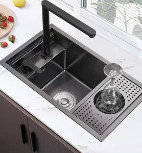 Évier de cuisine multifonction de luxe en acier inoxydable 304 avec robinet cascade, écran LED, planche à découper et égouttoir - Product Image 6