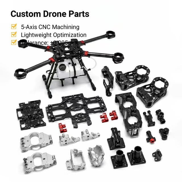 High Precision Lightweight CNC Billet Aluminum Drone Frame Kits Parts for Industrial FPV UAV