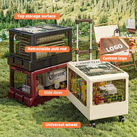 Chariot de rangement pliable WANUO pour extérieur, facile à ranger, chariot de courses moderne pour supermarché, chariot de rangement alimentaire pour le camping