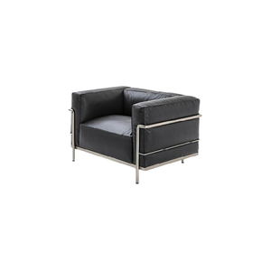 Poltrona di Lusso Singola <span class=keywords><strong>in</strong></span> <span class=keywords><strong>Pelle</strong></span> <span class=keywords><strong>Nera</strong></span> con Struttura <span class=keywords><strong>in</strong></span> Acciaio Cromato, Design Minimalista, Sedia d'Accento per Arredamento Casa - Product Image 6