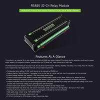 Module relais Modbus RTU 32 canaux Waveshare, circuits de protection à isolation multiple, qualité industrielle, interface RS485