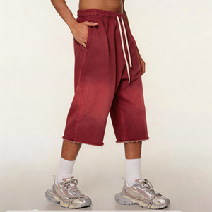 Pantalones <span class=keywords><strong>Cortos</strong></span> Deportivos de Verano para Hombre, Estilo Jogger, Holgados, de Felpa Francesa de Algodón con Dobladillo sin Rematar, Largos 3/4, Estilo Urbano - Product Image 2