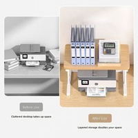 Étagère de bureau en bois multi-usages pour imprimante, organiseur de fichiers, meuble de rangement à 3 niveaux, sans installation