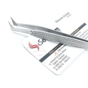 Pince à épiler d'extension de cils de volume russe en acier inoxydable avec belle poignée en diamant pointe en fibre pointue finition satinée - Product Image 2