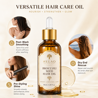 Serum Rambut Minyak Biji Brokoli Label Pribadi dengan Vitamin E untuk Perlindungan dari Panas Matahari, Ujung Rambut Kering, Ringan, dan Cepat Menyerap