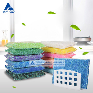Amigo Dishwashing <b>Sponges</b> Rectangle Multi Color Kitchen Cleaning Pads With Holder - Product Image 1