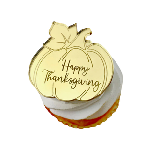 Décorations de gâteau en acrylique dorées pour cupcakes, Joyeux Thanksgiving, pour le Jour des Morts - Product Image 2