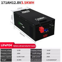 Литий-железо-фосфатный аккумулятор 2188 Вт·ч 100А BMS 12.8В 171А·ч LiFePO4 для глубокого разряда