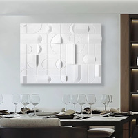 Décoration d'intérieur d'intérieur peinte à la main en grès géométrique blanc Texture Art mural Sculpture sur bois peinture de décoration