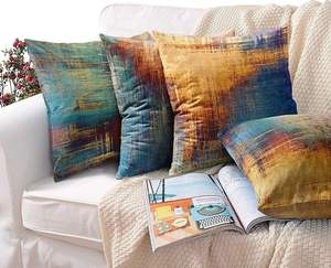Fundas De Almohada MA-99 fundas de almohada decorativas con pintura de óxido desordenado azul y naranja abstracto Vintage - Product Image 4