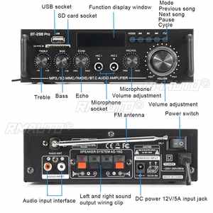HIFI Power <b>Amplifier</b> 2.0 Channel Digital <b>bluetooth</b> Audio Amplifie 12V 240V Support <b>bluetooth</b> USB SD Radio With Remote Control EU - Product Image 3