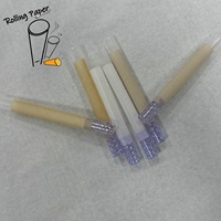 Tube à fumer en papier de riz non blanchi/blanchi, en spirale, en verre violet personnalisé, avec une bonne combustibilité
