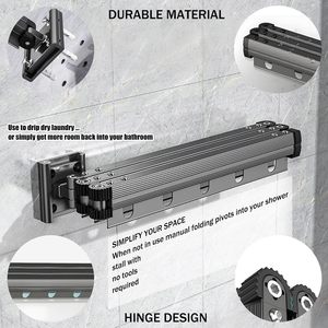 <span class=keywords><strong>Tringle</strong></span> à <span class=keywords><strong>rideau</strong></span> de douche pliable et réglable sans perçage, porte-vêtements mural, gain de place, salle de bain, balcon, vente flash CF - Product Image 4