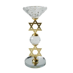 Candelabro de Vidrio Esmerilado de 3 Brazos con Diseño de Estrella de <span class=keywords><strong>David</strong></span> Doble Hecho a Mano, Base Cromada de Cobre para Decoración Navideña del Hogar - Product Image 4