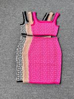 ADYABY Ensemble deux pièces de haute qualité pour femme, style bandage, sexy, avec gilet en jacquard tricoté et jupe moulante