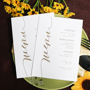 <span class=keywords><strong>Papier</strong></span> carton blanc personnalisé/acrylique <span class=keywords><strong>mariage</strong></span> carte de <span class=keywords><strong>menu</strong></span> unique avec feuille d'or texte pour la fête de <span class=keywords><strong>mariage</strong></span> - Product Image 1