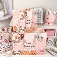 Bolsas de Regalo de Papel con Dibujos Animados Rosas Ecológicas, Reutilizables y Reciclables, Lindas Bolsas de Koala, Panda y Conejo para Cumpleaños y Festividades