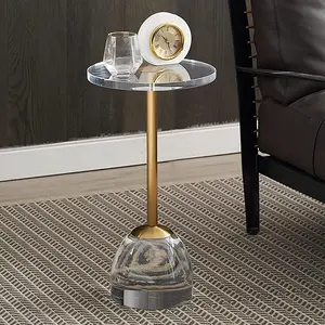 현대 투명 라운드 아크릴 커피 사이드 테이블 클래식 투명 아크릴 가구 커피 테이블