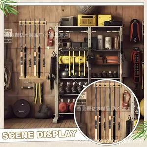 Custom Wooden Fishing <b>Rod</b> <b>Holder</b> Wall Mounted Solid Wood Storage Rack For Garage Display - Product Image 3