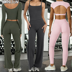 High Quality Women Yoga Workout Fitness 10 Piece Solid High Elastic Breathable Quick Dry Outdoor Exercise Yoga Set Waist Active - Product Image 2