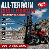 Pengiriman Gratis Forklift Diesel 3.5ton 5ton 6 Ton 4x4 4wd untuk Luar Ruangan, Segala Medan Kasar, Tiang 3 Tingkat, Off Road