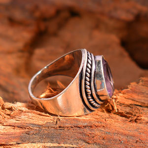 แหวนพลอยอเมทิสต์เงินสเตอร์ลิงใส่ได้ทั้งชายและหญิงทำมือตัดรูปไข่งานหมั้นวันครบรอบแต่งงานปาร์ตี้สะโพก - Product Image 3