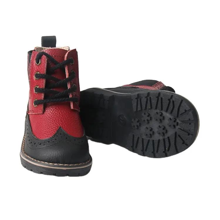 Boys And Girls Cool Booties Hard Sole Genuine Leather Children Kids Boots For Outdoor