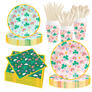 ชุดจานชามเรนโบว์ DAMAI ชุดอาหารวันเกิดเรนโบว์ จานกระดาษแบบใช้แล้วทิ้ง ผ้าเช็ดปากงานเลี้ยงเรนโบว์ สำหรับงานเลี้ยงฉลองทารก 8 ท่าน - Product Image 5