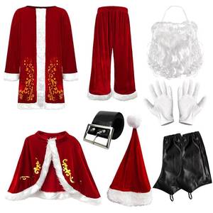 Costume de Noël pour homme, style Père Noël, en velours polyester, pour fête, cosplay, spectacle, robe de fête - Product Image 6