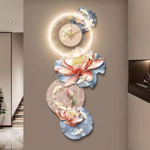 Lámpara de Pared con Diseño de Pez y Reloj, Luz LED, Pintura Acrílica, Impresión UV, Ideas para Sala de Estar, Mural Luminoso, Arte de Pared - Product Image 2