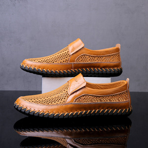 Men Breathable Mesh <b>Slip</b> On Sandals Closed Toe Rubber Outsole Casual Summer Shoes Genuine Leather Lining Size 50 - Product Image 2