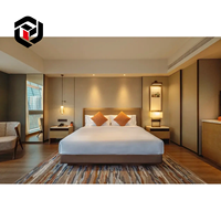 Ensemble de mobilier de chambre d'hôtel moderne cinq étoiles orienté vers l'exportation, avec lit de rangement en chêne massif et panneaux, mobilier de suite d'hôtesse personnalisé