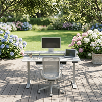 Bureau assis-debout électrique à double niveau avec cadre en fer, moteur unique, 2 étages inversés, réglable en hauteur, ergonomique