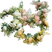 Couronne de fleurs artisanales en polyester style forêt 49 cm pour photographie de mariage et accessoires de voyage - Vente en gros de verdure d'eucalyptus