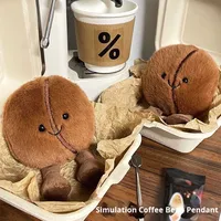 Porte-clés en peluche en forme de grain de café de dessin animé mignon en relief, jouet en peluche, pendentif pour sac, poupée en peluche pour cadeau