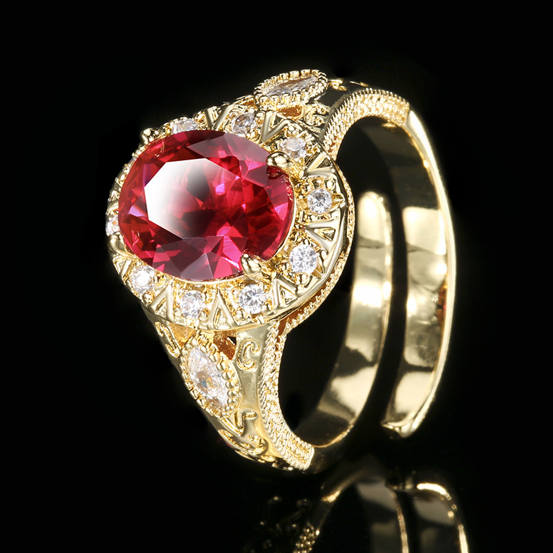 adjustable size Gold red corundum ring