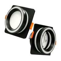 Vente en gros de luminaires encastrés au plafond carrés modernes IP44 GX53 en alliage d'aluminium, support de lampe LED, base de fixation